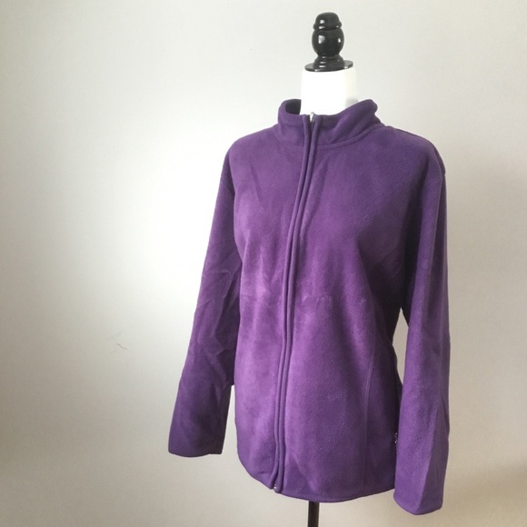 Karen Scott purple fleece zippered sweater - Picture 1 of 5